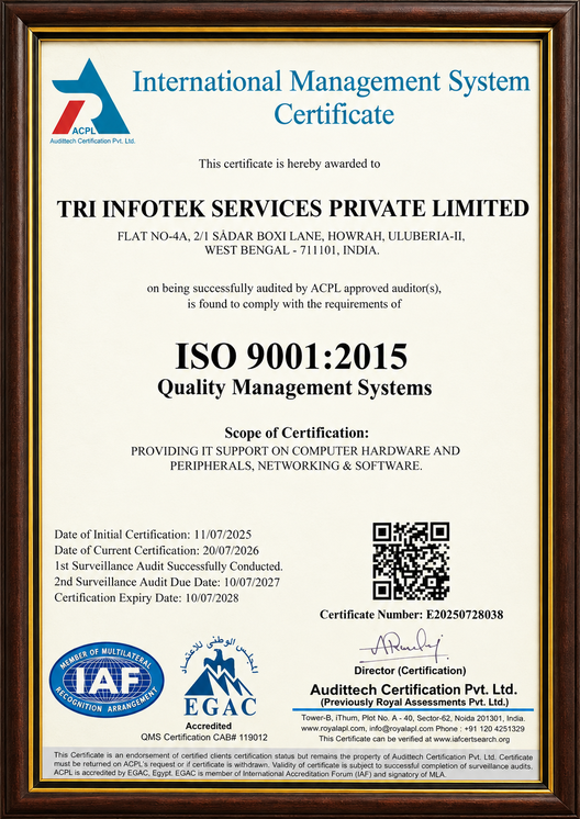 ISO 9001:2015 Quality Management Systems (QMS) Certificate